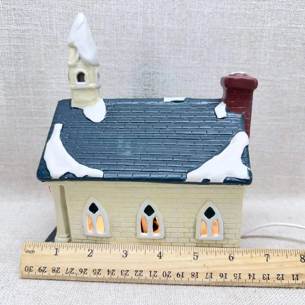 Vintage World Church Town House Lighted Christmas Village Building 36621
